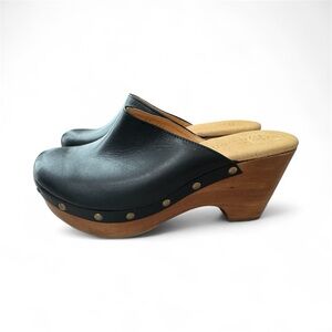 Five Worlds by Cordani, Zorba Black Leather Clogs, Size 10